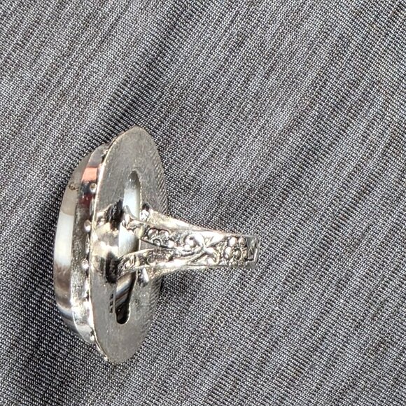 Woman's Ring Banded Agate Sterling Silver Handmade Ring from India Size 6.5 - Picture 2 of 2